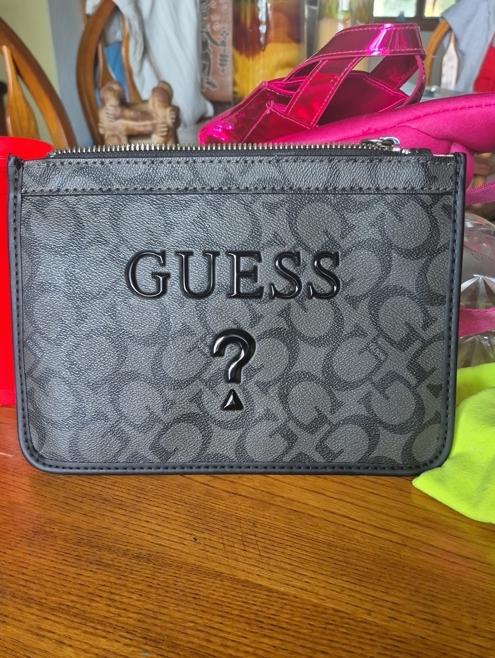 GUESS Black Logo Card & Key Holder Pouch